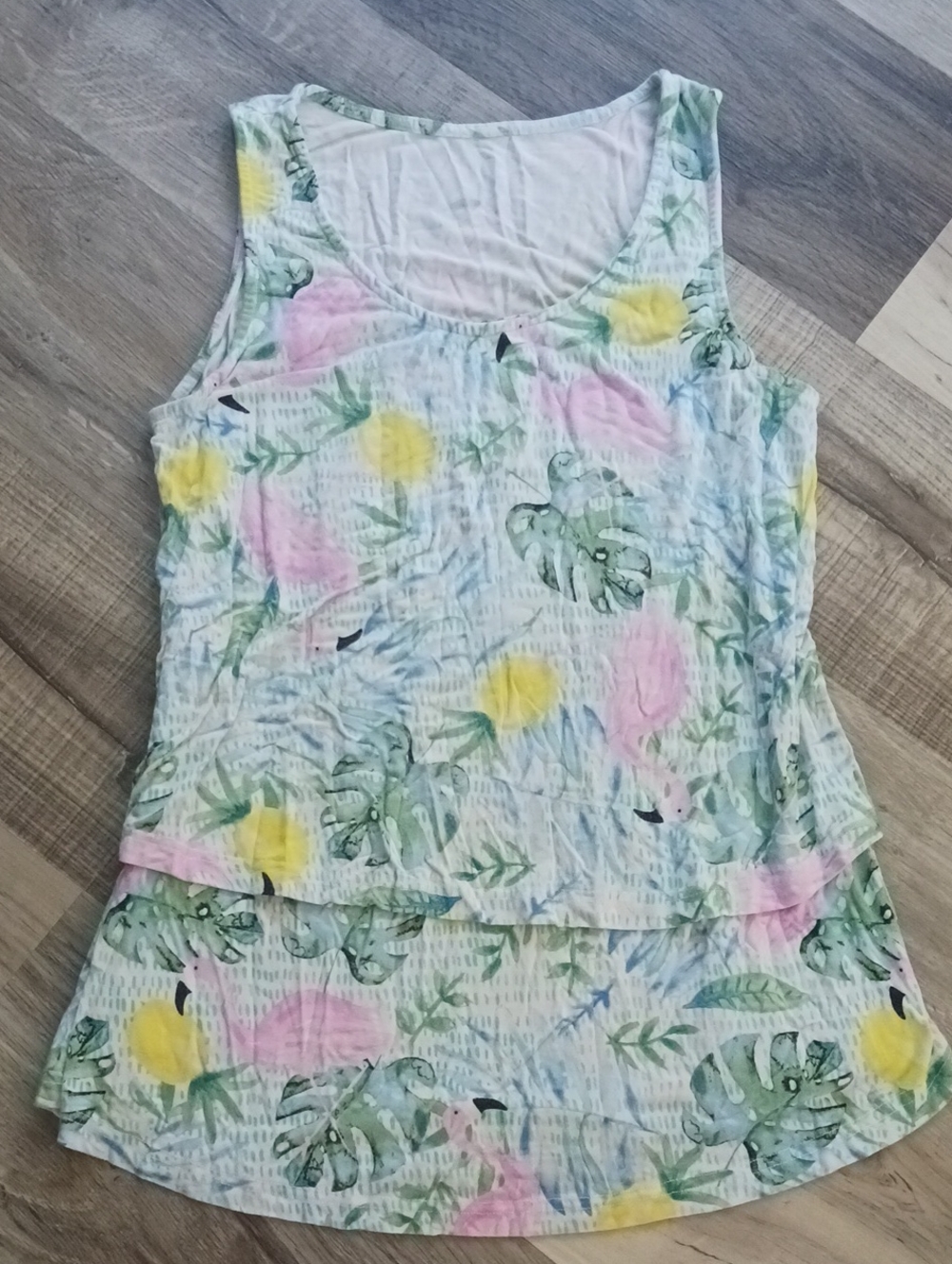 Latched Mama Pastel Tropical Print Tank Top in Pink, Yellow & Green